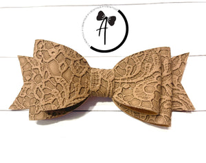 Brown Butter Lace Bow - 5 inch