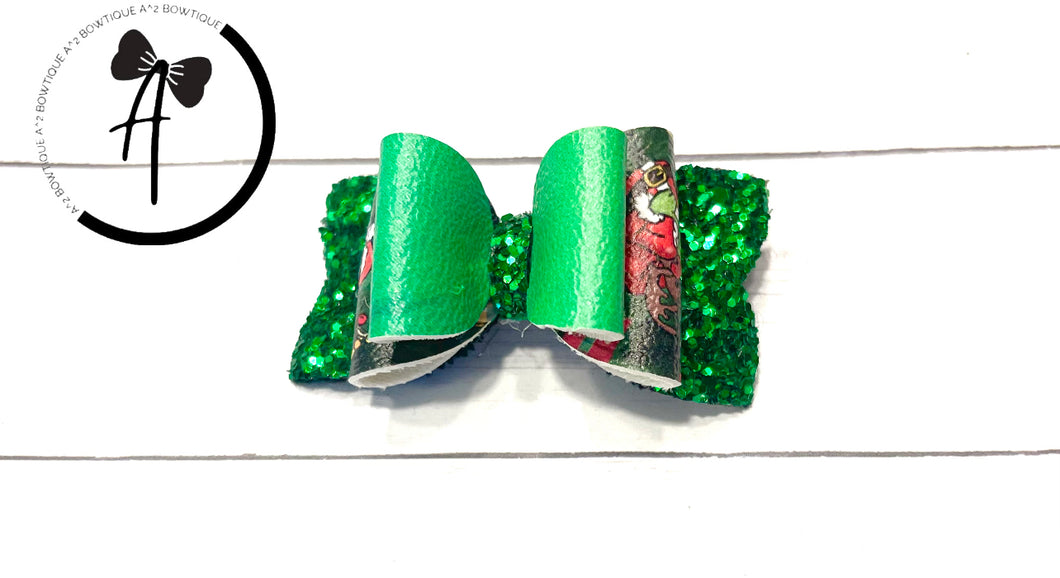 Green Who Christmas Bow - 2.5 inch