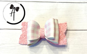 Pink Plaid Bow - 2.5 inch