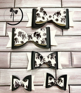 Black and White Faux Leather Hair Bows