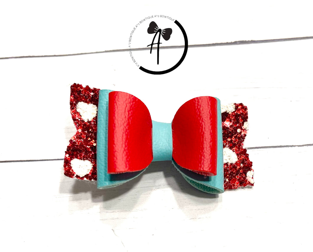 Red and Blue VDay Bow - 2.5 inch
