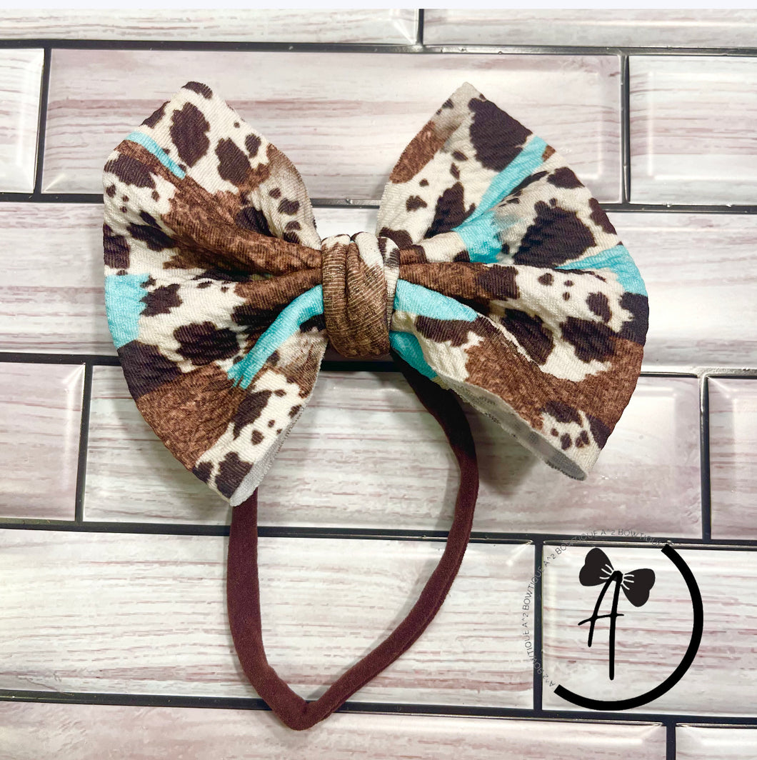 Turquoise Western Soft Fabric Bow