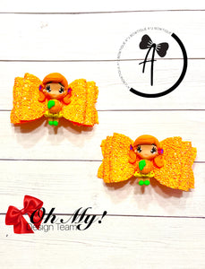 Orange Girls Pigtail Set