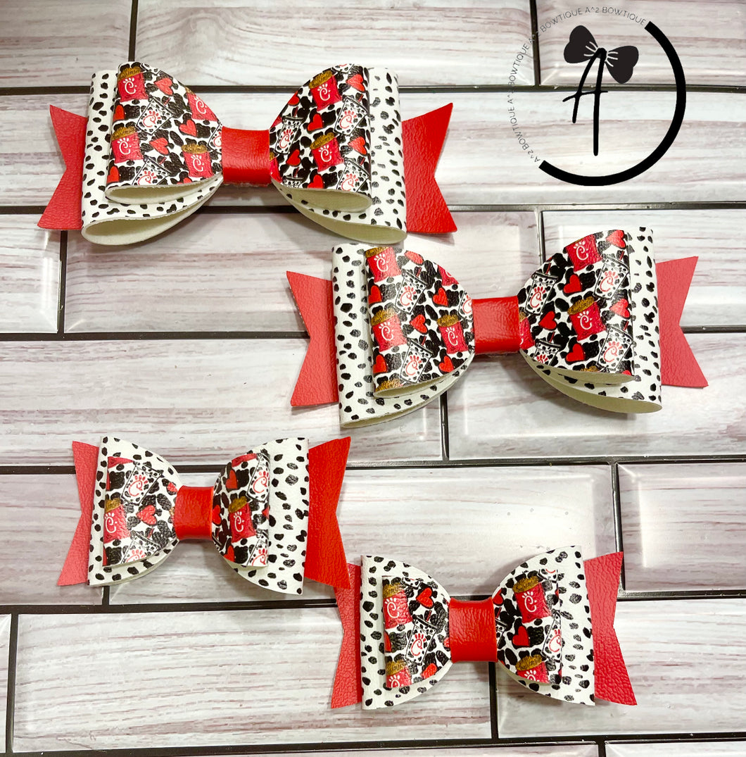 Chicken Restaurant Faux Leather Hair Bows