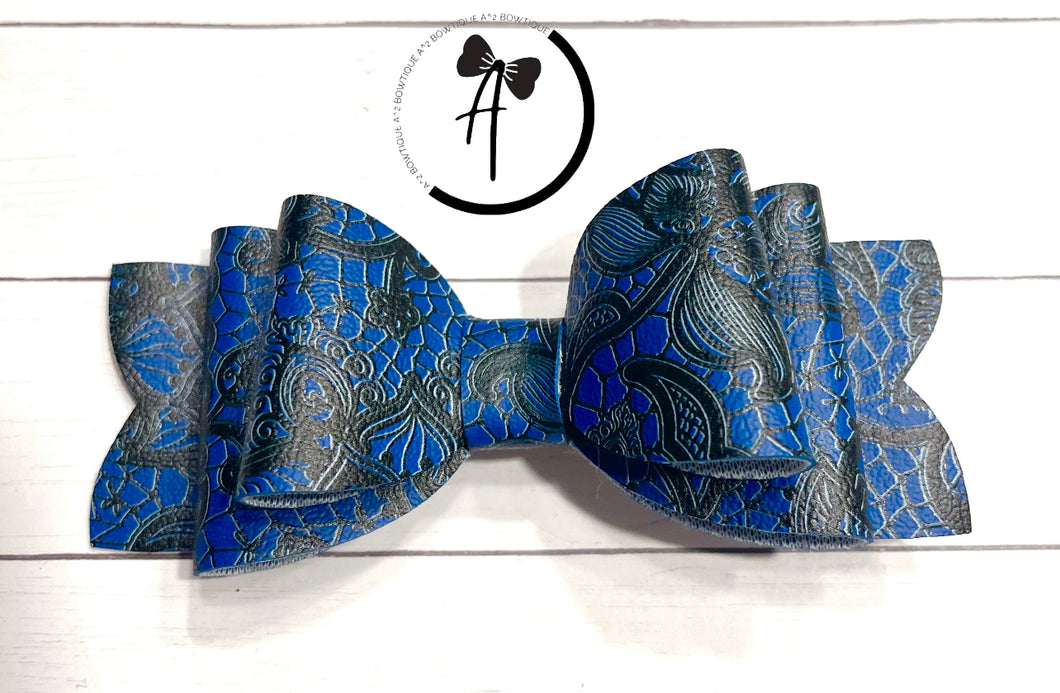 Dark blue Lace bow - 5 inch
