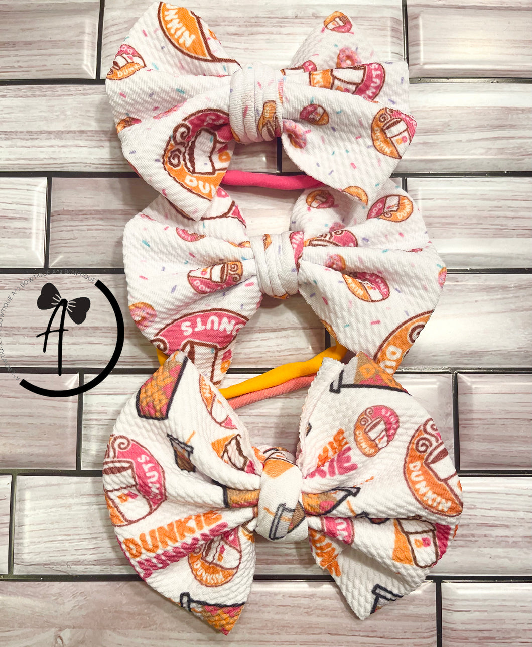 Donuts and Coffee Soft Fabric Bow
