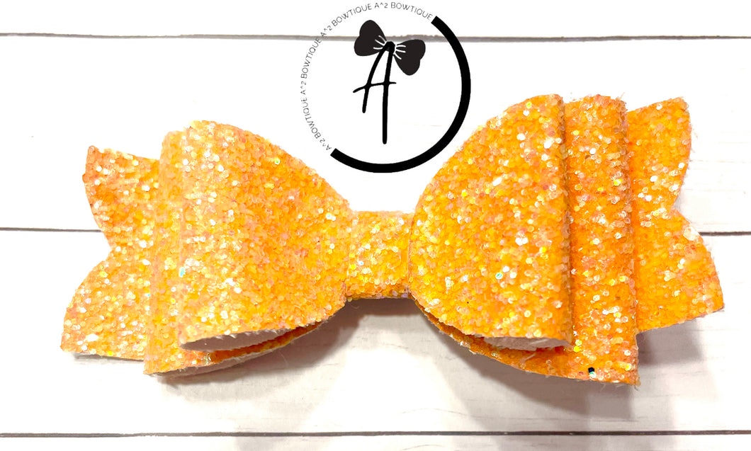 Orange Glitter Bow - 5 inch