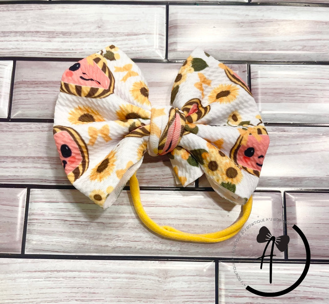 Bees and Sunflower Soft Fabric Bow
